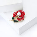 Alloy Enamel Red Pansy Flower Brooch For Elegant Women's Clothing view 3