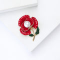 Alloy Enamel Red Pansy Flower Brooch For Elegant Women's Clothing view 4