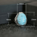 European American Vintage Faux Turquoise Feather Ring For Women Creative Gemstone Finger Jewelry view 5
