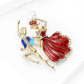 Metal Alloy Enamel Rhinestone Dancing Girl Brooch For Women's Fashion view 3