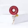 Alloy Enamel Red Flower Brooch Pin For Women's Clothing Decoration view 2
