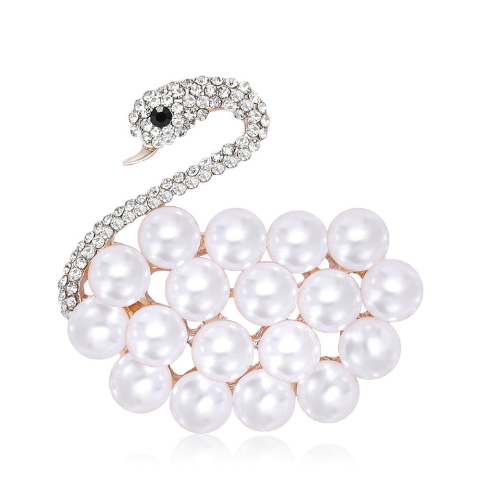 Alloy Pearl Rhinestone Swan Brooch For Scarves Sweaters And Clothing