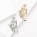 Alloy Rhinestone Pearl Leaf Brooch Pin For Elegant Women's Apparel view 1