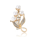 Alloy Rhinestone Pearl Leaf Brooch Pin For Elegant Women's Apparel view 5
