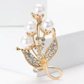 Alloy Rhinestone Pearl Leaf Brooch Pin For Elegant Women's Apparel view 2
