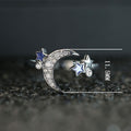 Adjustable Open Ring With Zircon Star And Moon Design Fresh Style Birthday Gift For Women view 5