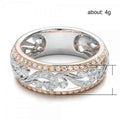 Luxury Hollow Floral Two Tone Copper Rose Gold Plated Fashion Ring For Women view 5