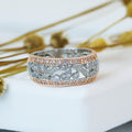 Luxury Hollow Floral Two Tone Copper Rose Gold Plated Fashion Ring For Women view 2