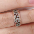 Luxury Hollow Floral Two Tone Copper Rose Gold Plated Fashion Ring For Women view 4