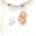 Elegant Hollow Bird Nest Alloy Wire Wrapped Faux Pearl Geometric Two-Way Stud Drop Earrings view 3