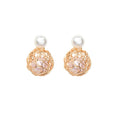 Elegant Hollow Bird Nest Alloy Wire Wrapped Faux Pearl Geometric Two-Way Stud Drop Earrings view 5