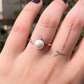 Rose Gold Plated Korean Simple Faux Pearl Ring For Women With Zircon Inlaid Finger Jewelry view 3