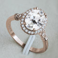 Fashion Rose Gold Oval White Zircon Ring, Micro Pave Zircon Finger Ring For Women view 2