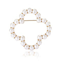 Alloy Hollow Flower Brooch With Pearls And Rhinestones view 5