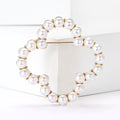 Alloy Hollow Flower Brooch With Pearls And Rhinestones view 2