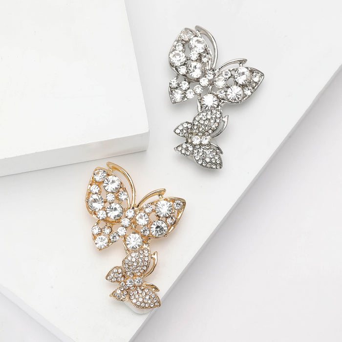 Alloy Rhinestone Butterfly Brooch For Women's Suits And Dresses