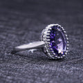Creative Women Ring With Large Purple Zircon, Oval Carat Style Simulated Diamond Statement Ring view 4