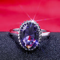 Creative Women Ring With Large Purple Zircon, Oval Carat Style Simulated Diamond Statement Ring view 1