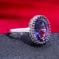 Creative Women Ring With Large Purple Zircon, Oval Carat Style Simulated Diamond Statement Ring view 3