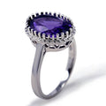 Creative Women Ring With Large Purple Zircon, Oval Carat Style Simulated Diamond Statement Ring view 2