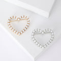 Alloy Hollow Heart Pearl Rhinestone Brooch For Sweet Clothing Decoration view 1