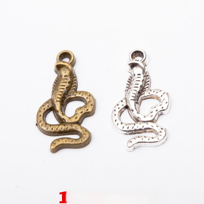 Zinc Alloy Cobra Charm Pendant for DIY Necklace Bracelet Jewelry Making