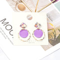 Korean Candy Color Acrylic Disc Drops With Geometric Acetate Studs And Alloy Metal Hoop Earrings view 4