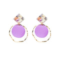 Korean Candy Color Acrylic Disc Drops With Geometric Acetate Studs And Alloy Metal Hoop Earrings view 5