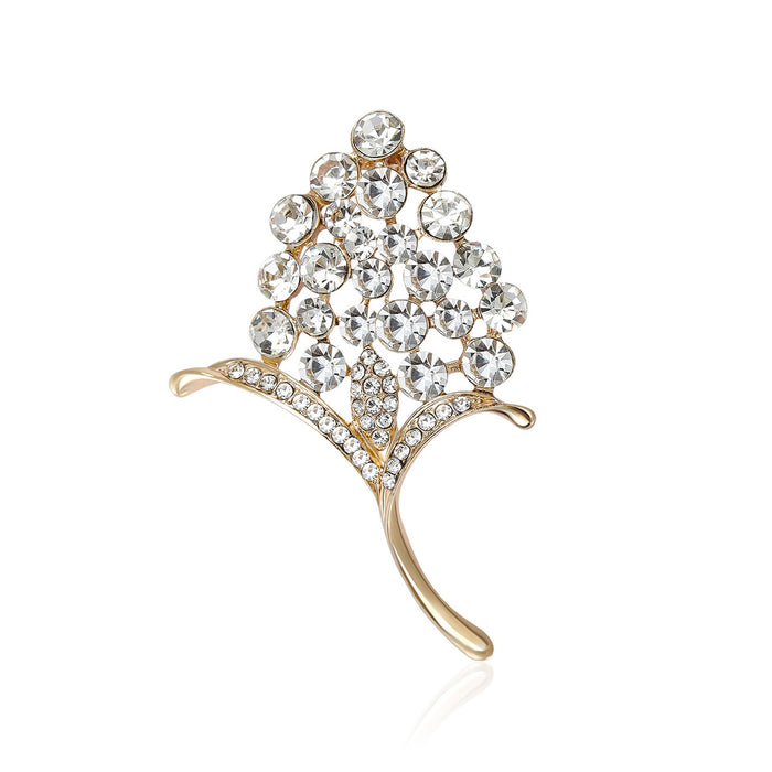 Alloy Rhinestone Bouquet Brooch Elegant Floral Lapel Pin For Women