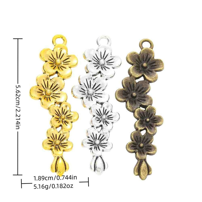 Zinc Alloy Flower Branch Charm Pendant for DIY Necklace Bracelet Jewelry Making