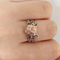 Rose Gold Plated Copper Two Tone Flower Ring, Vintage Women's Engagement Jewelry view 3