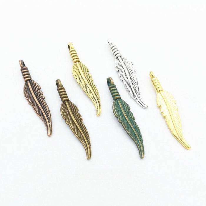 Zinc Alloy Feather Leaf Charm Pendant No.270724 for DIY Necklace Bracelet Jewelry Making