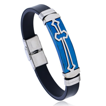 Stainless Steel Silicone Cross Bracelet Titanium Steel Mens Personality Bangle