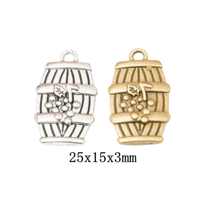 Zinc Alloy Wine Barrel Charm Pendant for DIY Necklace Bracelet Jewelry Making