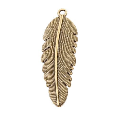 Zinc Alloy Feather Leaf Charm Pendant No.597715 for DIY Necklace Bracelet Jewelry Making