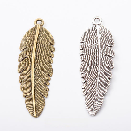 Zinc Alloy Feather Leaf Charm Pendant No.597715 for DIY Necklace Bracelet Jewelry Making