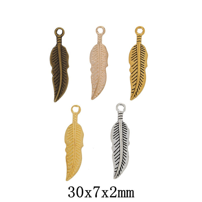 Zinc Alloy Feather Leaf Charm Pendant No.335420 for DIY Necklace Bracelet Jewelry Making