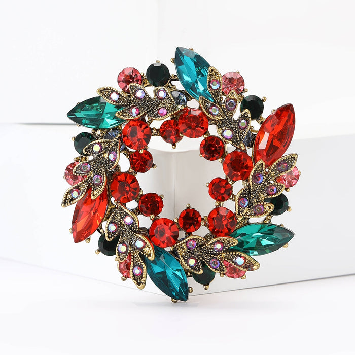Alloy Rhinestone Bauhinia Flower Brooch For Women Suit Coat Decoration