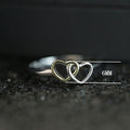 European American Fashion Double Heart Women Ring, Two Tone Real Gold Plated Birthday Jewelry Gift view 5