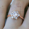 Copper Zircon Snowflake Ring European Women's Fashion Simulated Diamond Jewelry view 5