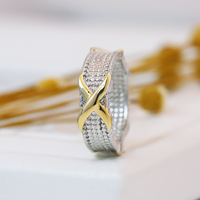 European Women's Two Tone Ring, Trendy Fashion Personalized Silver Plated Jewelry