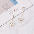 Elegant Asymmetric Big Small Pearl Long Drop Studs With 925 Silver Needle Dangle Pearl Earrings view 3