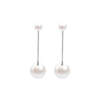 Elegant Asymmetric Big Small Pearl Long Drop Studs With 925 Silver Needle Dangle Pearl Earrings view 5