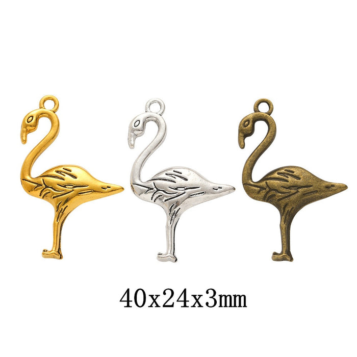 Zinc Alloy Red Crowned Crane Charm Pendant for DIY Necklace Bracelet Jewelry Making