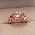 Rose Gold Plated Hollow Zircon Women's Ring European Fashion Jewelry view 3