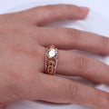 European Fashion Hollow Zircon Princess Engagement Ring Rose Gold Plated Finger Jewelry view 4