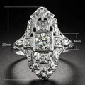 European American Hollow Out Copper Silver Plated Diamond Inlaid Ring Fashion Jewelry view 5