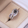 Heart Shaped Purple Amethyst Ring With Colorful Zircon White Gold Plated Silver Jewelry view 3