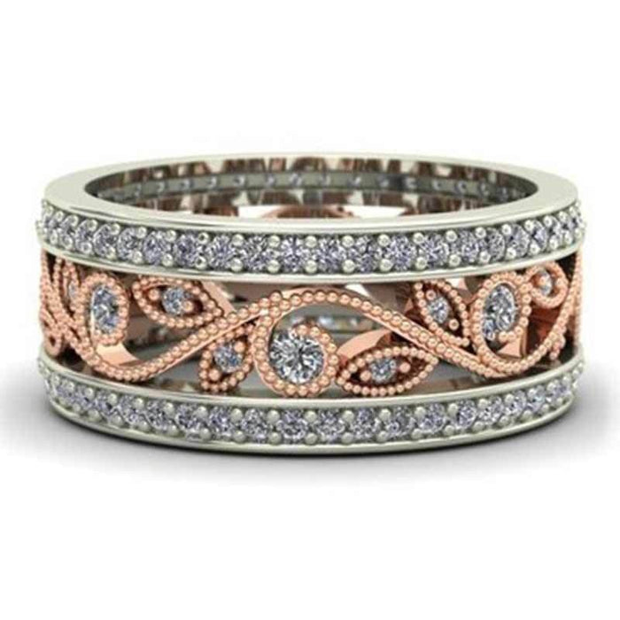 Two Tone Plated Flower Ring For Women European Fashion Jewelry