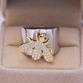 Cute Bee Two Tone Zircon Ring In Copper For Women Korean European American Fashion Accessory view 2